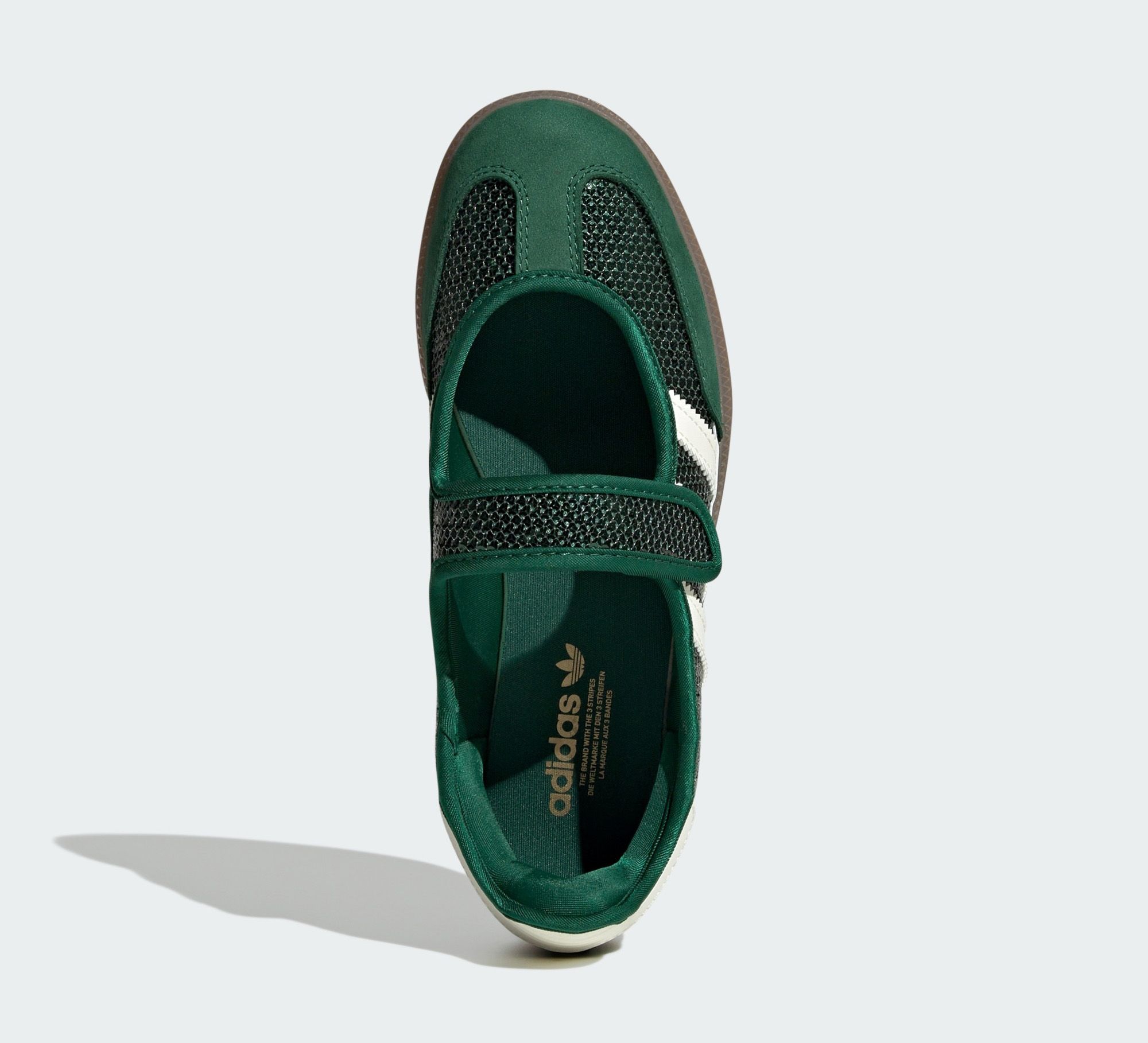 Kids' adidas Samba Jane Sequin "Dark Green" (SKU: LB0489). Photo via adidas.