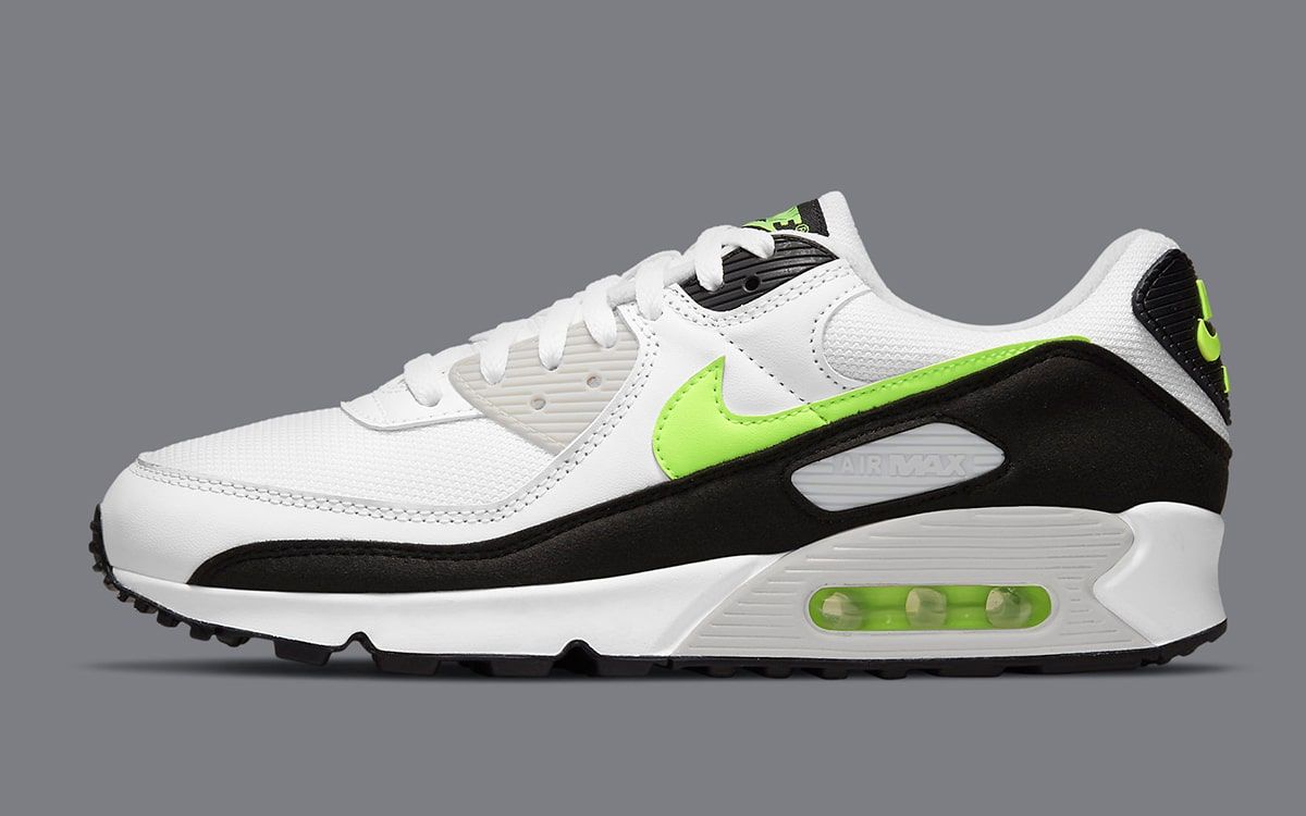 air max 90 black white hot lime