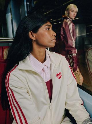 Models wearing adidas Originals apparel in honor of Valentine's Day 2026.