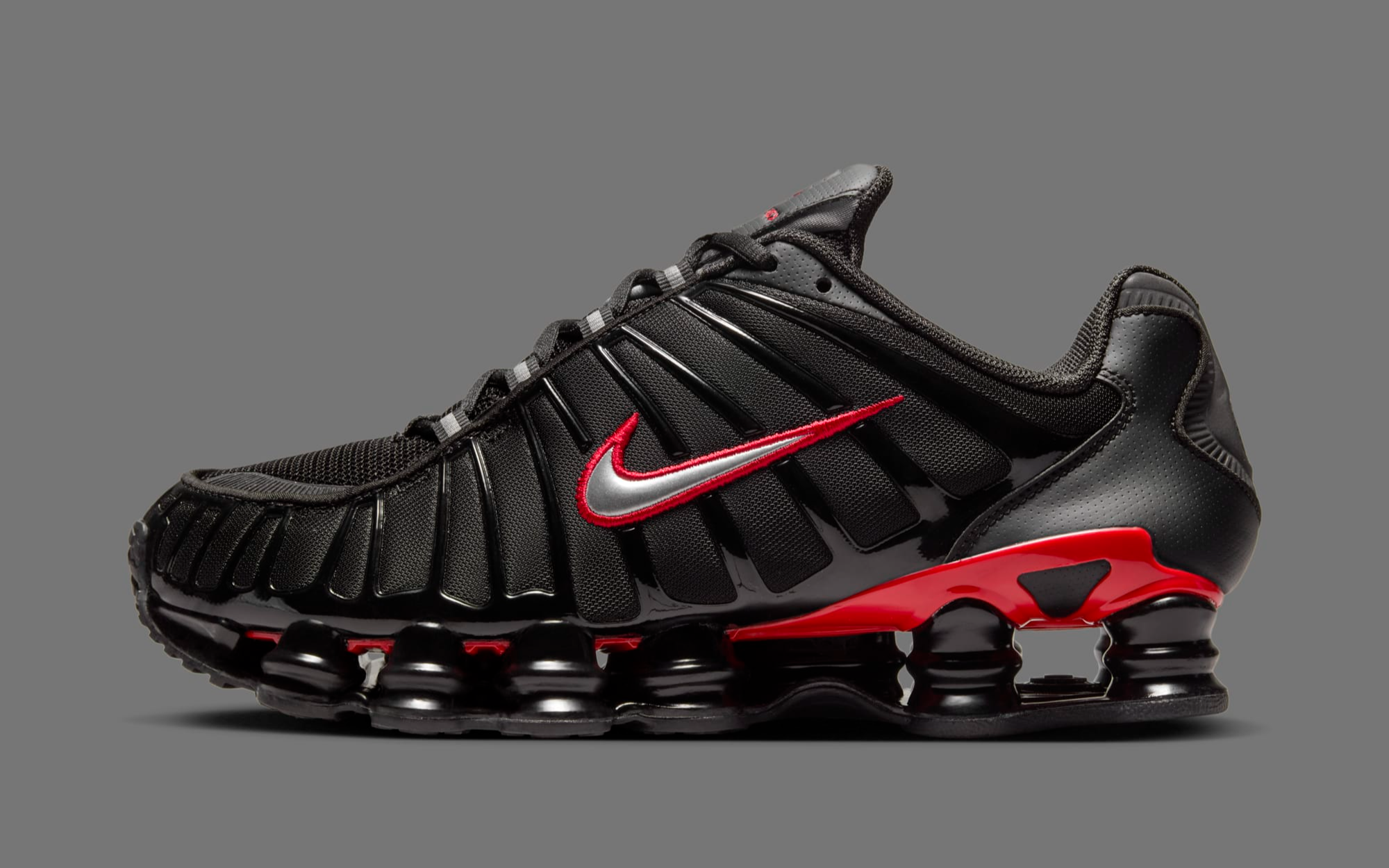 skepta x nike shox tl black red