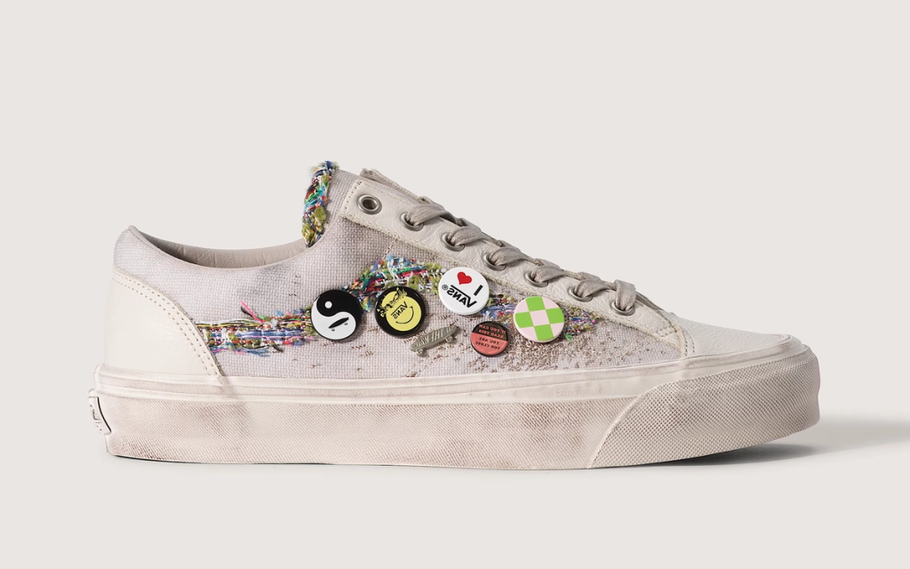Vans Old Skool 36 in Oatmeal colorway, side profile showing canvas upper and waffle sole