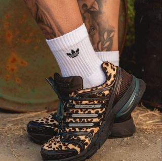 GloRilla wearing "Leopard" adidas AdiStar Control 5.