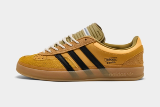 Mock-up of Bad Bunny's "Solar Gold" adidas Gazelle Indoor.