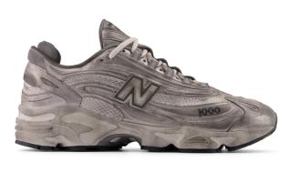 New Balance 1000 in a distressed, "Dirty Silver" makeover.