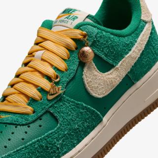 Nike Air Force 1 Low '07 "Game Day" sneaker in a "Malachite/University Gold/Gum Medium Brown/Coconut Milk" color scheme.