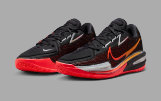 Nike Basketball's Air Zoom G.T. Cut 1 in a "Black/Bright Ceramic/Chrome/Bright Crimson" color scheme