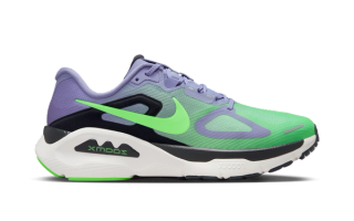 Nike Structure Plus in a "Iron Purple/Off-Noir/Sail/Voltage Green" color scheme.