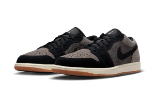 The Air Jordan 1 Low Surfaces In Black Denim and Gum Brown