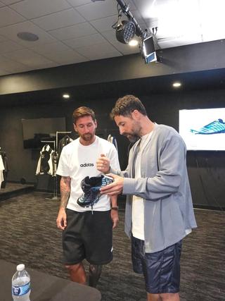 Lionel Messi & Ronnie Fieg for Kith x adidas Football. Photo via Ronnie Fieg.
