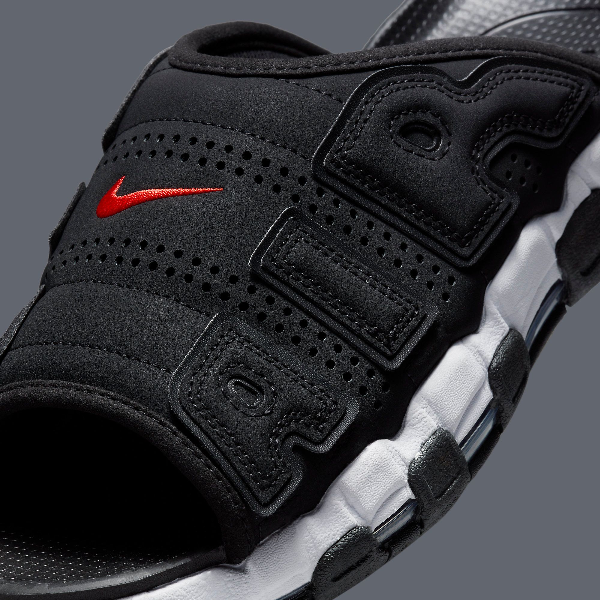 Available Now // Nike Air More Uptempo Slide “Black Infrared