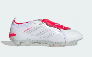 David Beckham x adidas Predator 26 Elite FG FT "White/Red" (SKU: KJ4200). Photo via adidas.