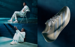 adidas ClimaCool Laced in an "Off White/Silver" color scheme, modeled by the NBA's Jalen Williams and WNBA's Kaleah Cooper.
