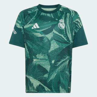 Real Madrid x adidas x FARM Rio Kids' Pre-Match Jersey (26/27; SKU: KB6365). Photo via adidas.