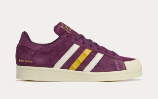 Wales Bonner x Adidas Jabbar Lo in a wine-reminiscent color scheme.