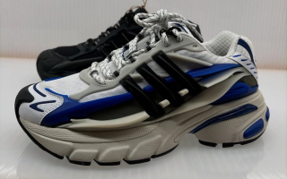Pharrell Williams' Adidas Adistar Jellyfish in a white-and-blue color scheme.