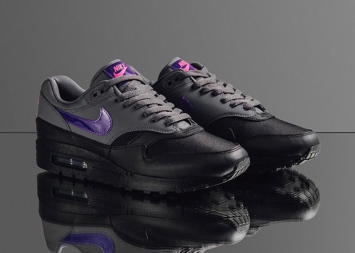 Nike air max 1 black purple best sale