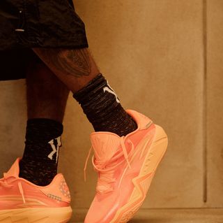 Kyrie Irving wearing his ANTA KAI 3 "Calcite" basketball sneaker.