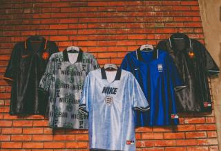 Five different Nike Energy Short-Sleeve Jerseys for football federations The Netherlands, England, South Korea, Nigeria & France. Inspired by the 1990s. Photo via Ari Football.