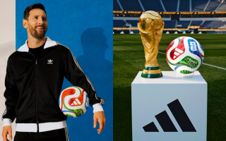 Lionel Messi with the Pro edition of the Adidas Trionda Match Ball for the 2026 FIFA World Cup™.