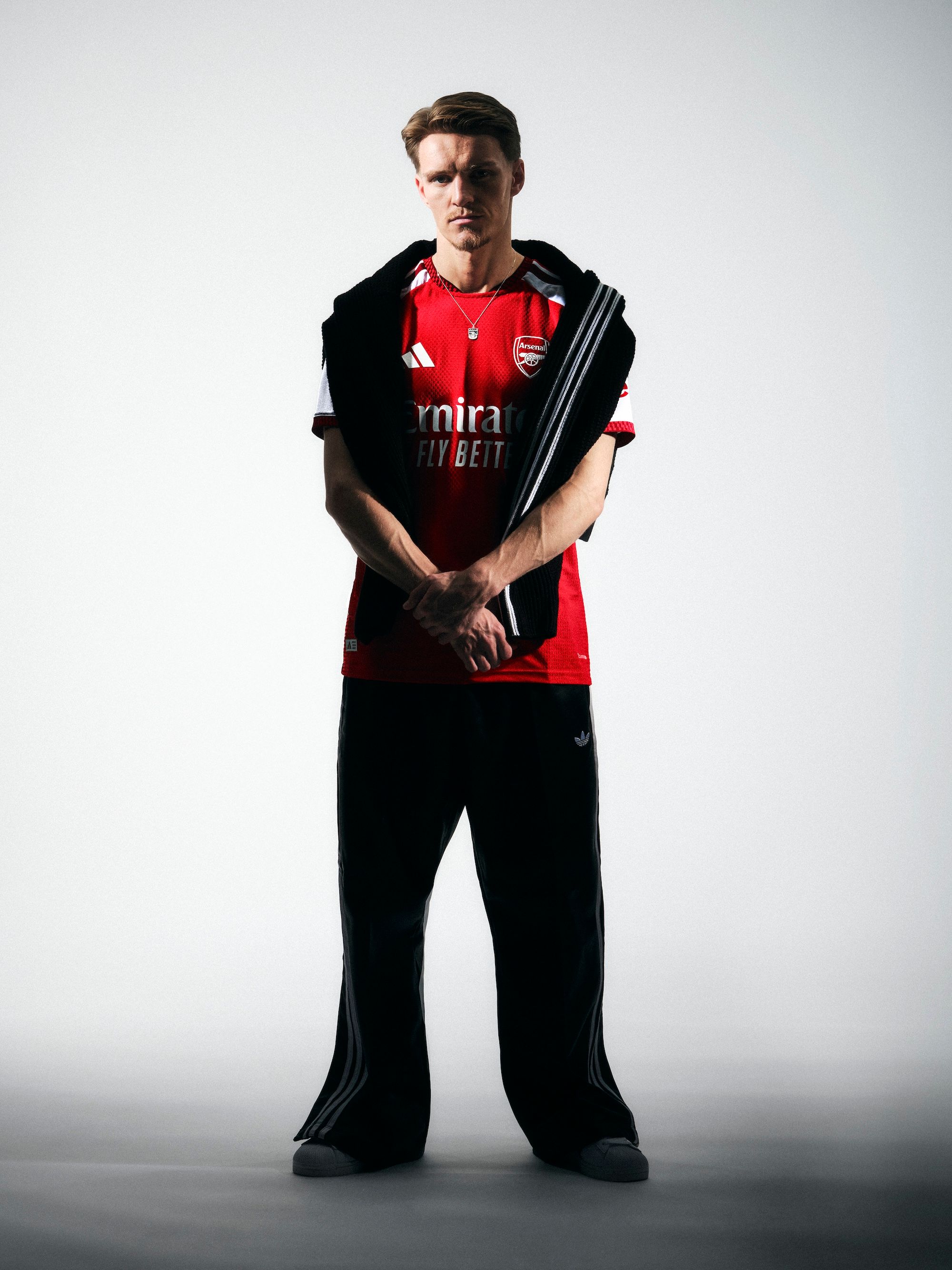 Martin Ødegaard for Arsenal 26/27 Home kit by adidas. Photo via adidas.