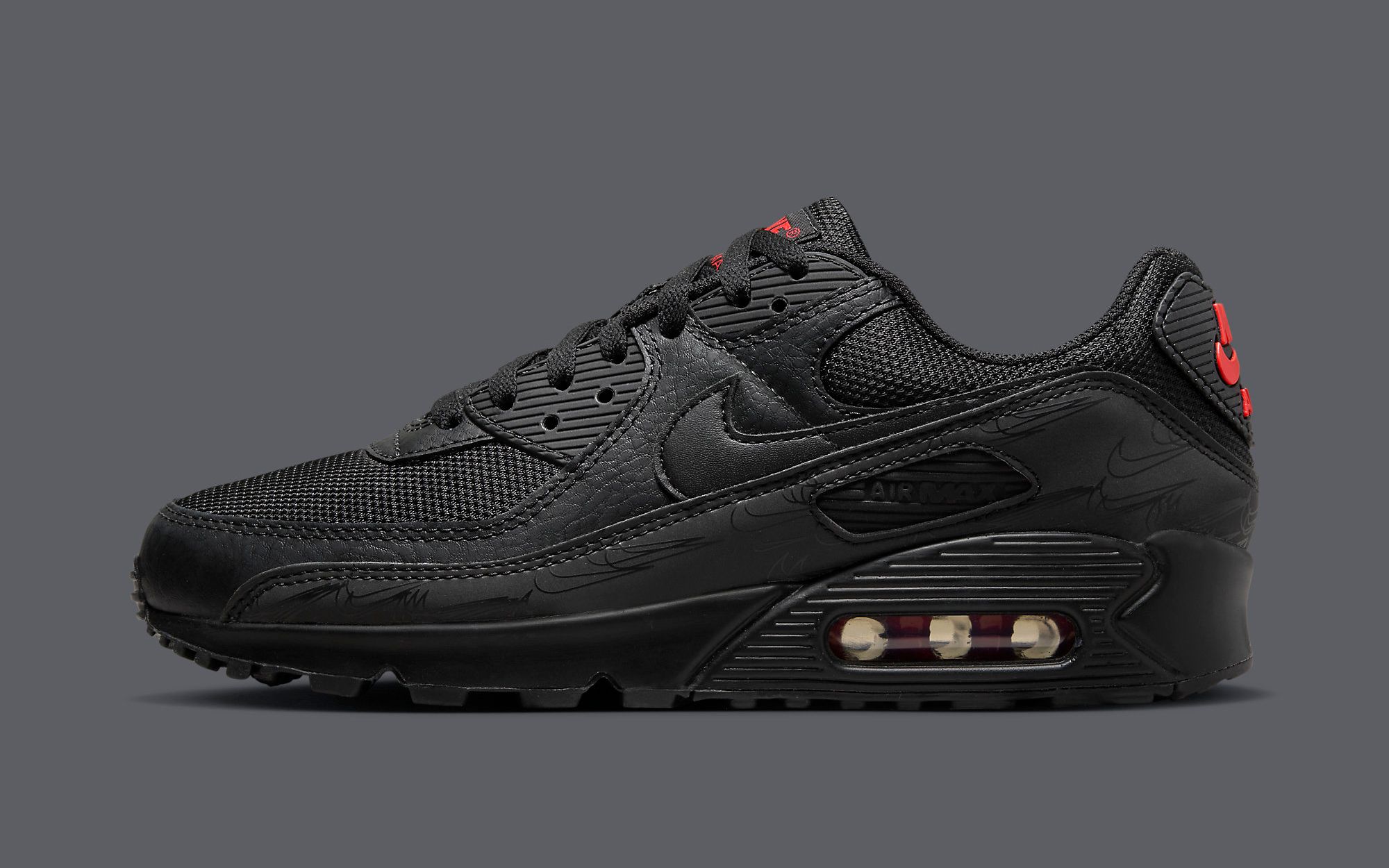 Nike air max 90 black/grey/red outlet reflective