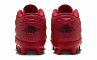 Men's Air Jordan 1 Low MCS "University Red" Baseball Cleats (SKU: CJ8524-603). Photo via Nike.