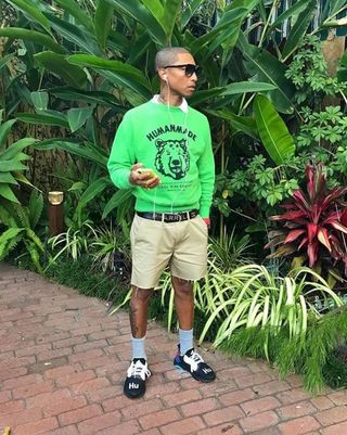 Pharrell in the Pharrell Williams x adidas Solar Hu Glide ST min