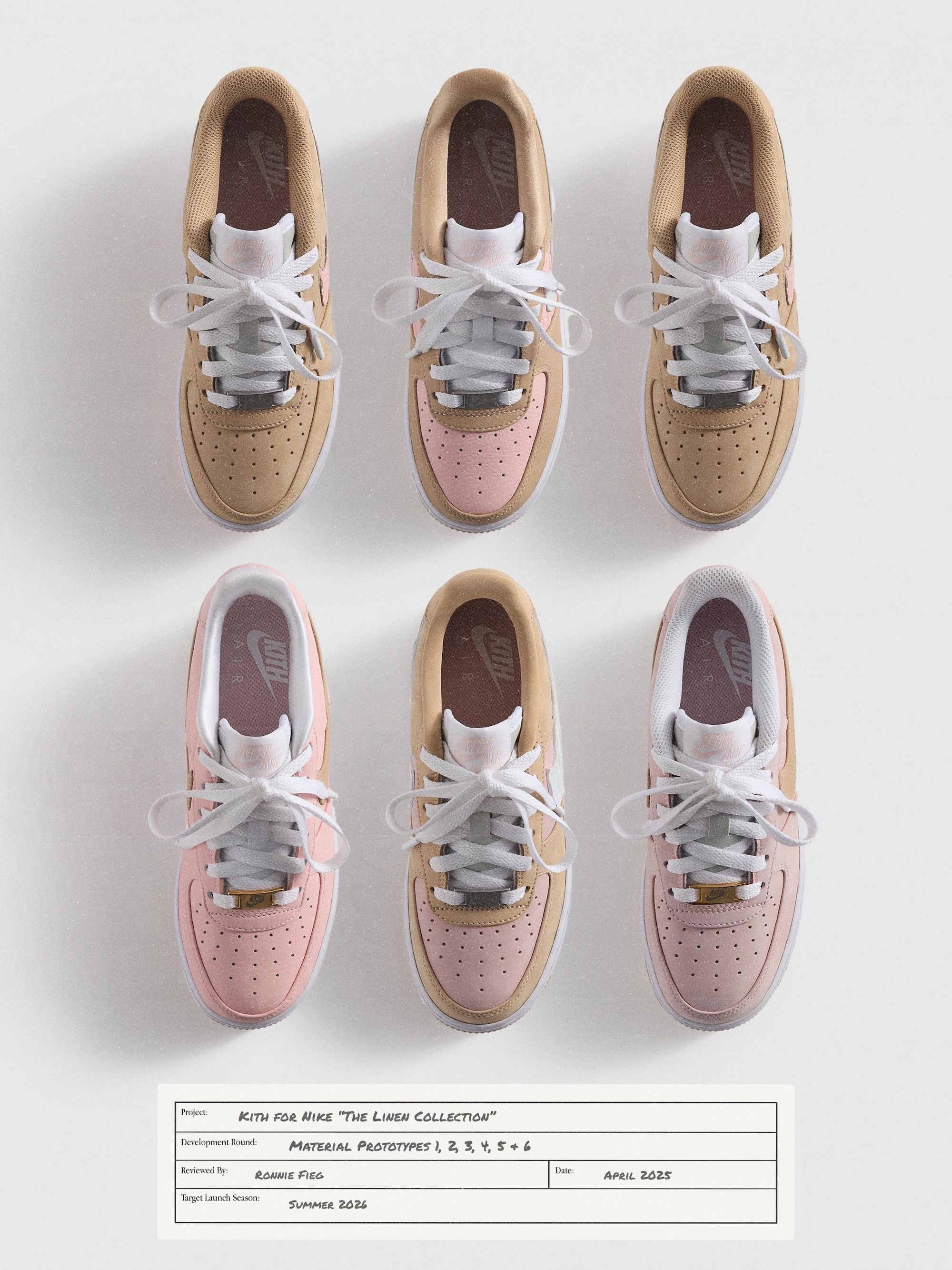 Kith x Nike Air Force 1 Low "Un-Linen" Behind-the-Scenes Image. Photo via Ronnie Fieg.