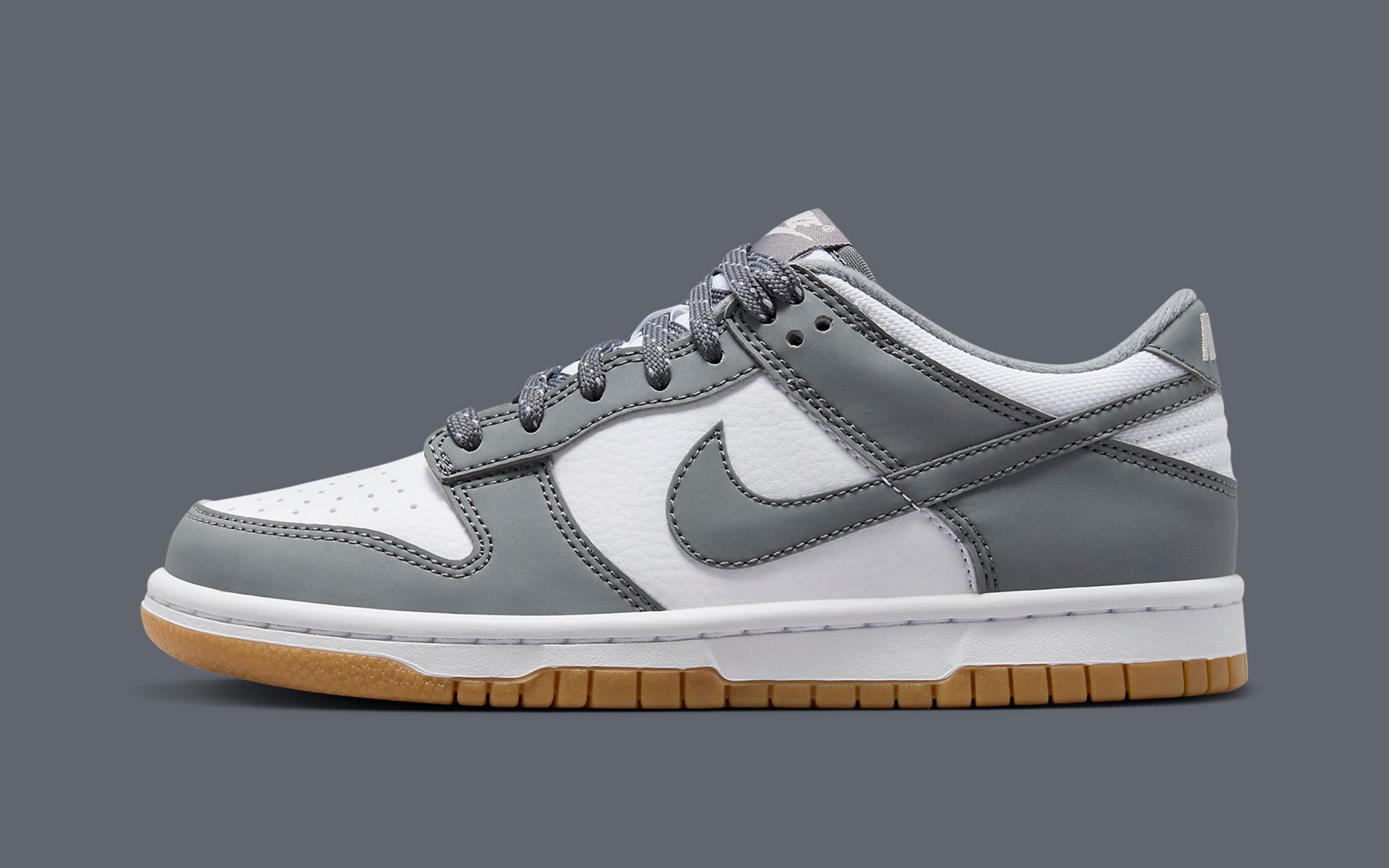 Nike Gear-Up This Kids Dunk Low in White, Grey and Gum | House of