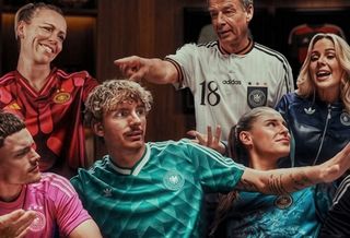 Campaign visual that accompanies adidas Football's "The Great Debate" campaign to accompanying the release of the brand's last jersey for the German national football team.
