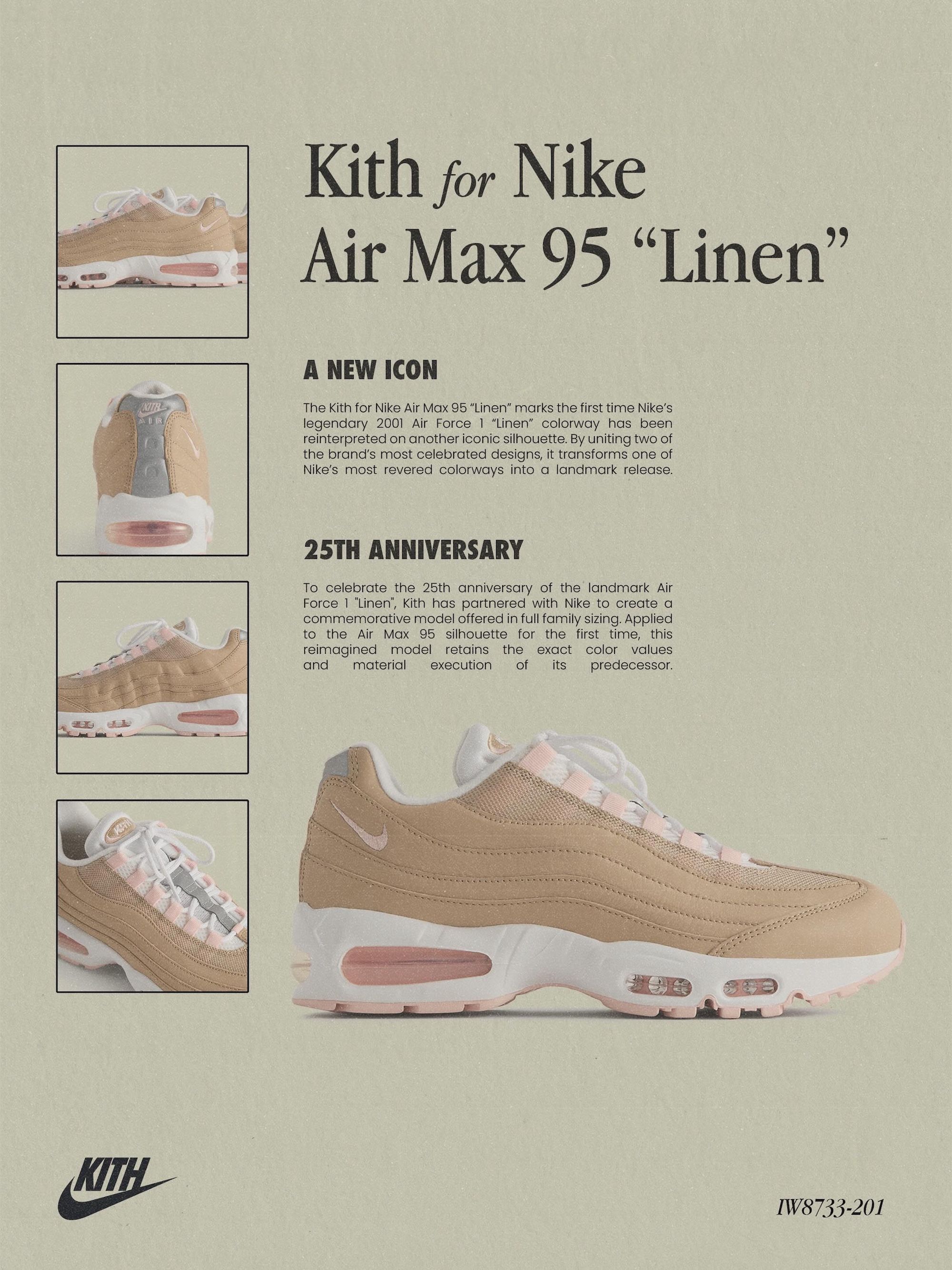 Men's Kith x Nike Air Max 95 "Linen" Promo. Photo via Ronnie Fieg.