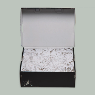 Men's Space Jam x Jordan Son Of Mars Low "Lunar Tunes"  Shoe Box (SKU: IX6377-001). Photo via Nike.