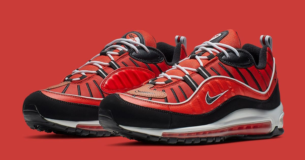 nike air max 98 habanero red black white