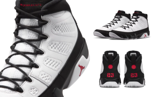 Air Jordan 9 "White/Black" (Space Jam) 2026 Retro. (SKU: IX6179-100). Photos via Nike.