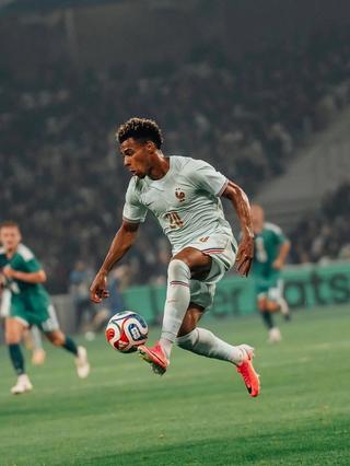 Désiré Doué wearing "Breakout" Nike Mercurial Superfly 11. Photo via Désiré Doué.