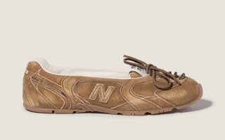 Miu Miu x New Balance 530SL Ballerina "Cinnamon" (SKU: 5F846E-Z5O-F0401-F-005). Photo via Miu Miu.