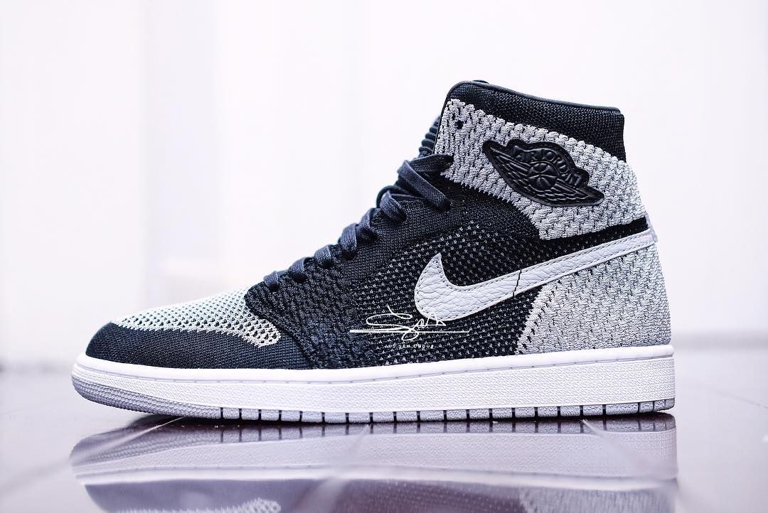nike air jordan 1 retro high flyknit black shadow