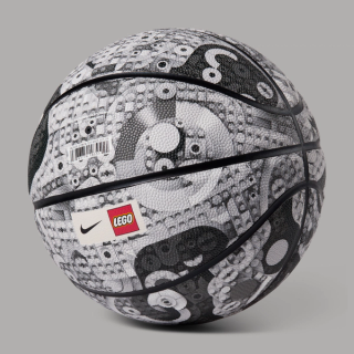 LEGO® x Nike Moon Basketball featuring co-branding & a "Multi-Color/Light Smoke Grey/Black/Rush Red" color scheme.
