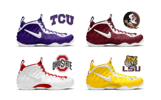 Speculative mock-ups of four college football-inspired Nike Air Foamposite Pro releases.