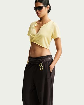 NikeSKIMS Performance Cotton Blend Women's V-Neck Cropped Twist Short-Sleeve Top from the NikeSKIMS Fall 2026 Edit 01 Collection.