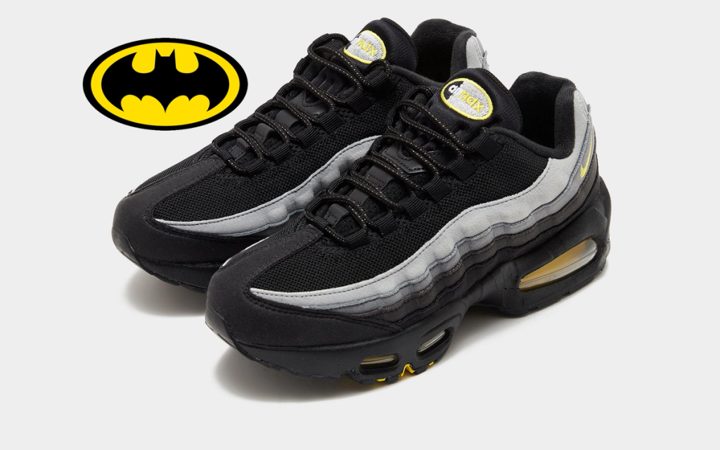 Nike Air Max 95 in dark Batman-inspired colorway with contrast detailing