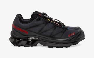 JJJJound's Salomon XT-6 in a black-and-red color scheme.