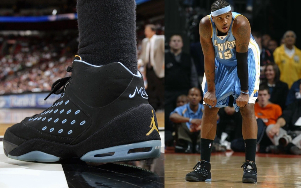 Jordan Melo 5.5 silhouette in original colorway, iconic mid-2000s performance basketball shoe design