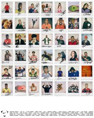 Nike Football's "Polaroid" campaign, featuring figures like Cristiano Ronaldo, LeBron James, Kim Kardashian, Jorge Campos & Travis Scott in promoting the brand for the 2026 World Cup™.