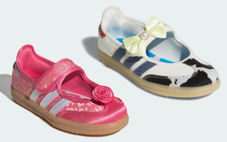 Disney's Princess Aurora & Jessie-inspired adidas Samba Janes. Photos via adidas.