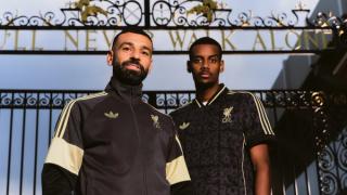 From left: Mohammed Salah and Alexander Isak wearing the adidas LFSTLR Winter 2025 Collection for Liverpool FC.
