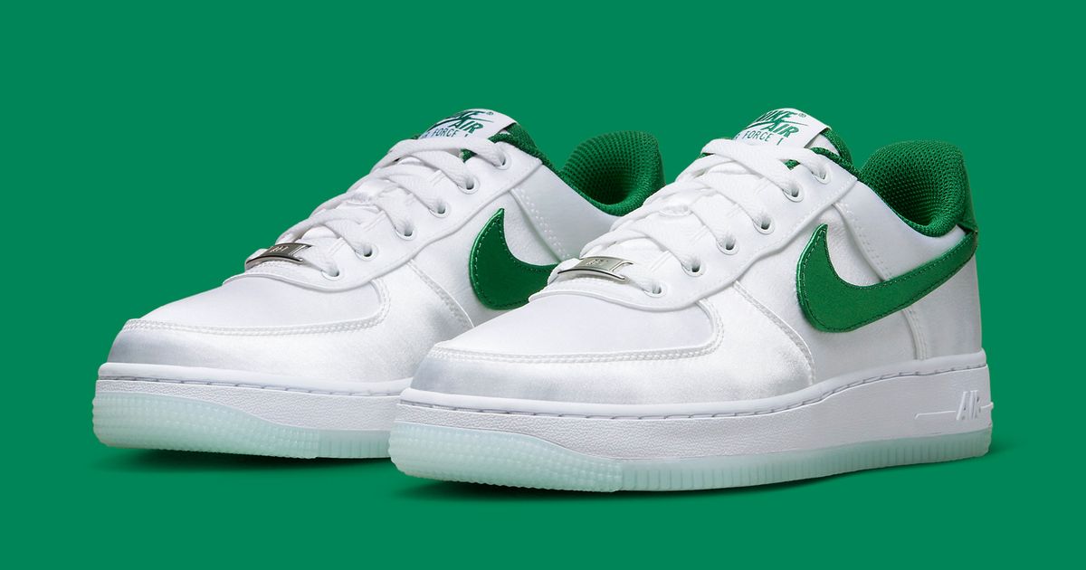 The Nike Air Force 1 Low “Satin” Surfaces in White and Green | House of ...