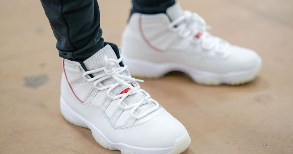 jordan 11 platinum tint on feet