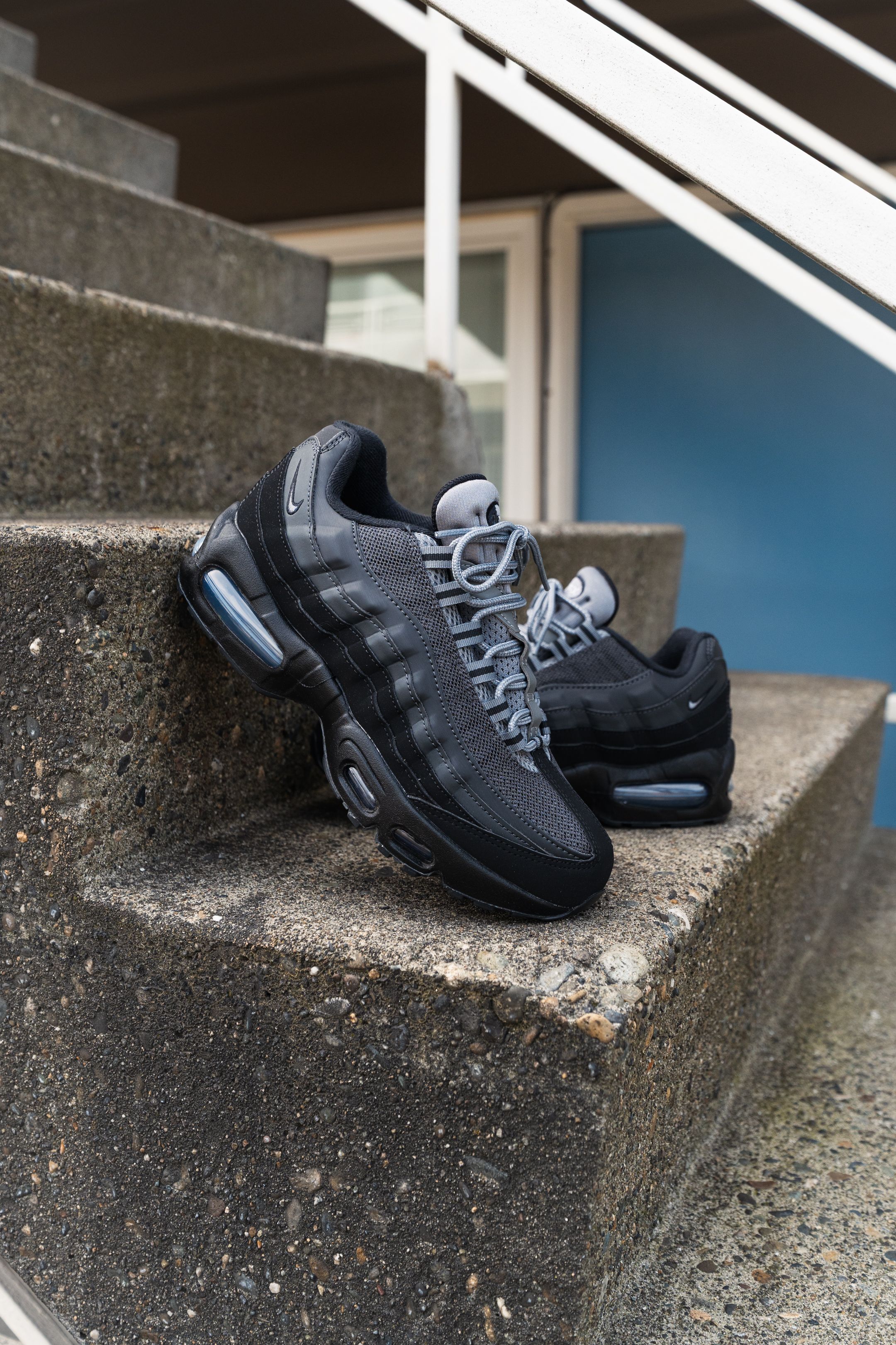 Big Kids' Nike Air Max 95 "Black" JD-exclusive sneaker.
