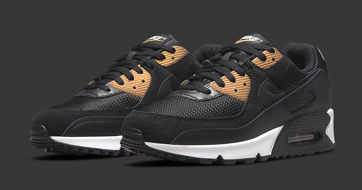 Available Now // Nike Air Max 90 “Black/Metallic Gold” | House of Heat°
